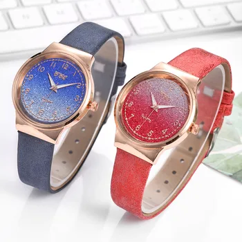 

Fashion Women Watches Matte Romantic Gradient Starry Sky Dial Belt Ladies Quartz Watch Casual Fashion Gift Watch Zegarek Damski