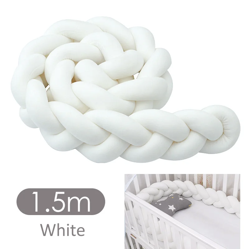 Fashionable 10-18 Plush Knot Baby Crib Bumper 1.5M/2M/3M Newborn Baby Bedding Set Children's Bed Nest Cot Protector Baby Stuff - Цвет: color 1