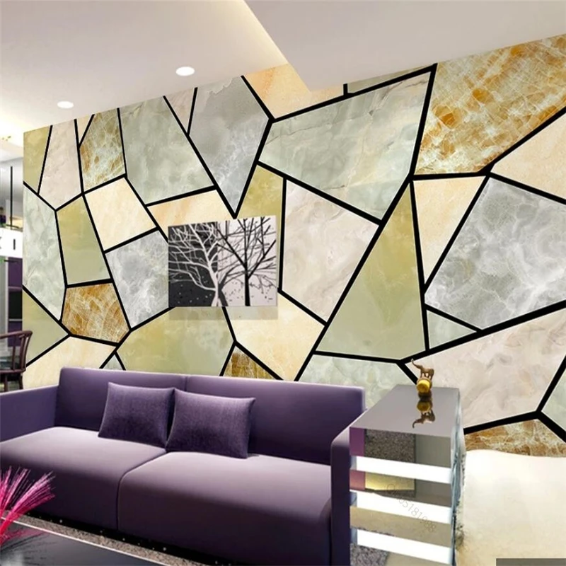 

beibehang Custom wallpaper 3d minimalist geometric lines modern minimalist marble TV background living room bedroom 3d wallpaper
