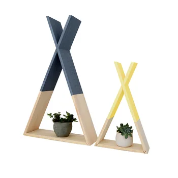 

Wooden X shape triangle Plate rack Wall hanging Home Decoration Storage Shelf Potted flower pot decorative frame