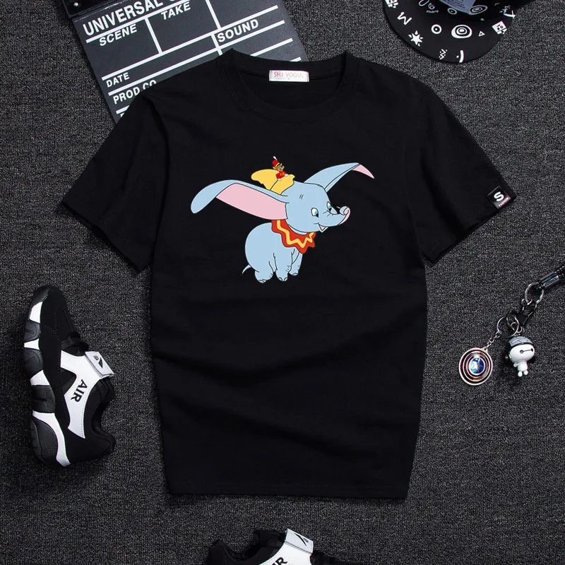 Женская футболка с героями мультфильмов Dumbo свободная хлопковая белого цвета в