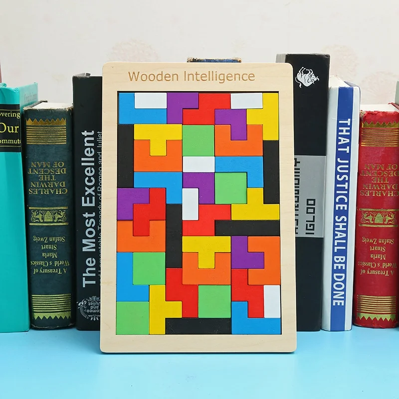 

Children'S Early Educational Wooden Tetris Puzzle Toy For Kids Wood Puzzle Box Jigsaw Block Game Intelligence Education Gift