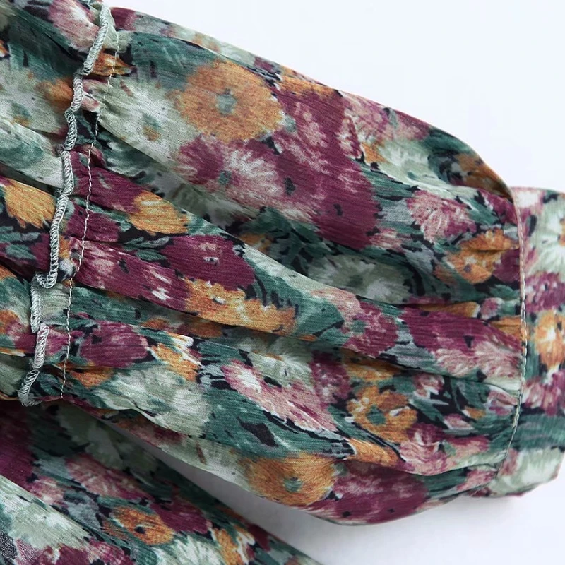 Goede Nieuwe vrouwen elegante stand kraag bloemenprint casual kimono blouse shirts vrouwen ruches chiffon blusas roupas feminina tops LS6012