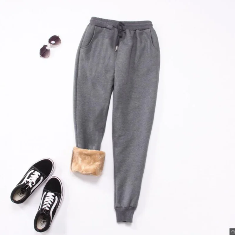 Women Pants Winter Thick Lamb cashmere Warm Harem Pants Long Trousers Female Elastic waist Casual Sweatpants Plus Size 2XL