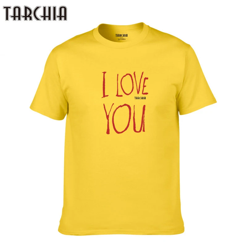 Футболка TARCHIA мужская с надписью I Love You хлопковая тенниска коротким рукавом