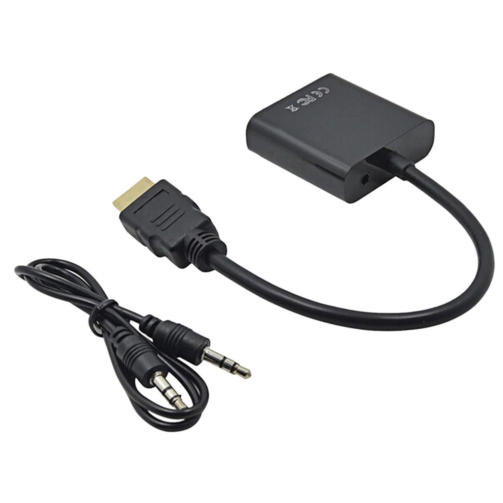 Адаптер переходник 1080p HDMI Male VGA Female аудиокабель 3 5 мм черный для HD мониторов или