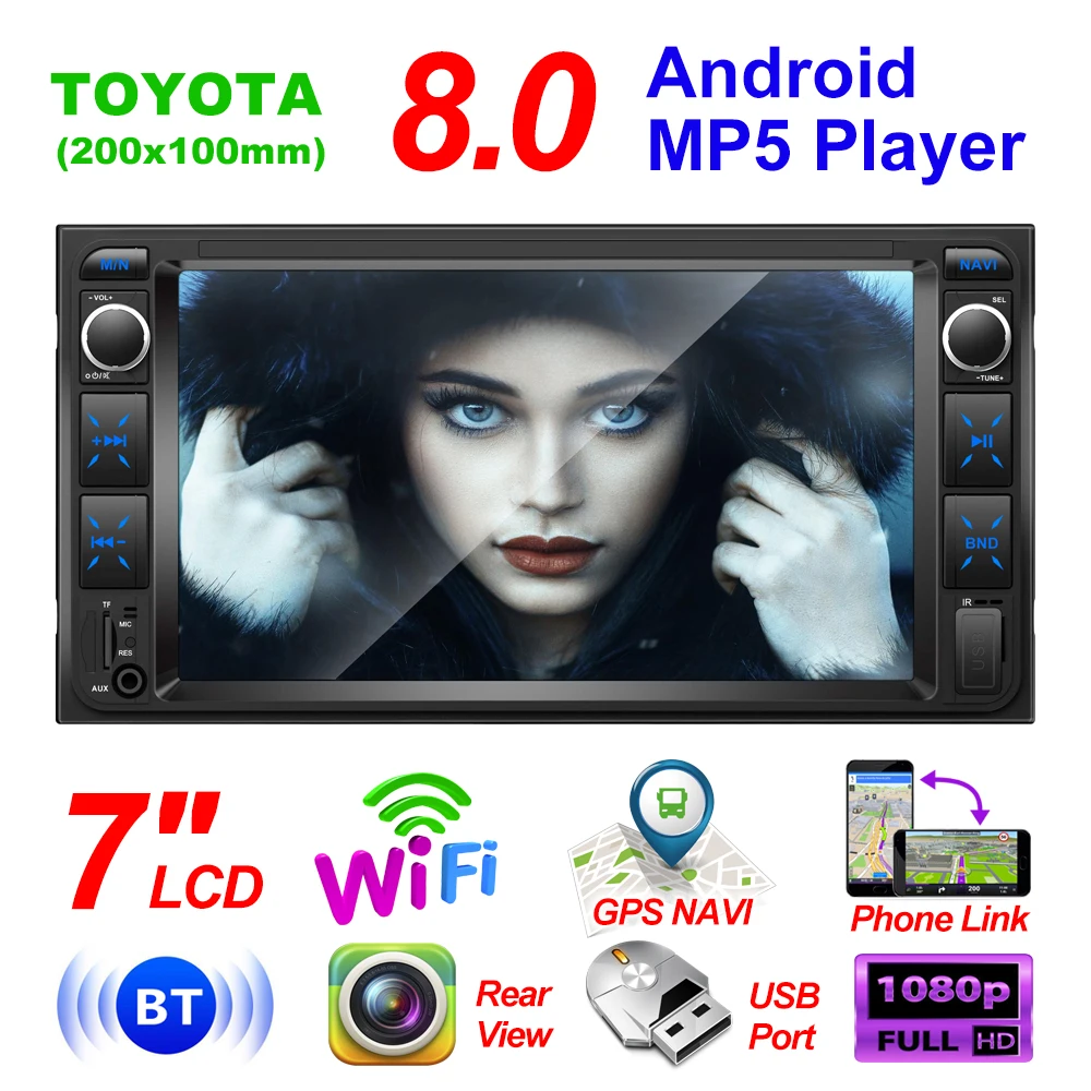 

2Din 7'' Android 8.1 Car Multimedia Player FM Gps Navigation Wifi Bluetooth car accessories for Toyota Universal