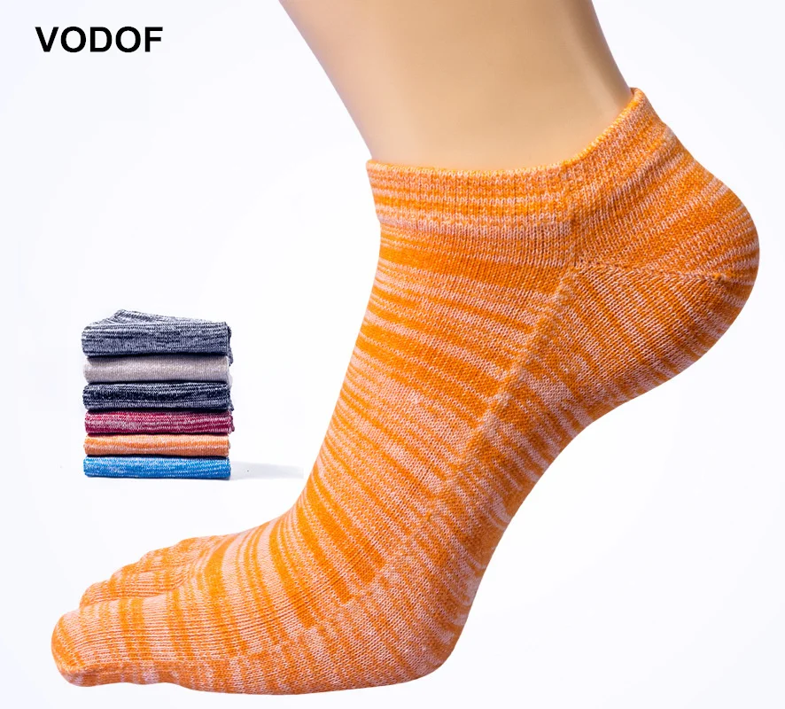 Unisex Comfort Five Finger Toe Socks Striped Cotton Warm Colorful Cotton Fall