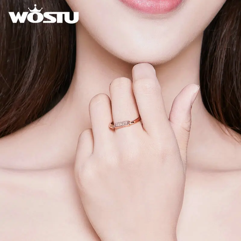 WOSTU,, настоящее 925 пробы, серебряное, золотистое, благородное, ReFNangle, со смехом и любовью, кольца для женщин, изготовление ювелирных изделий, FIR587