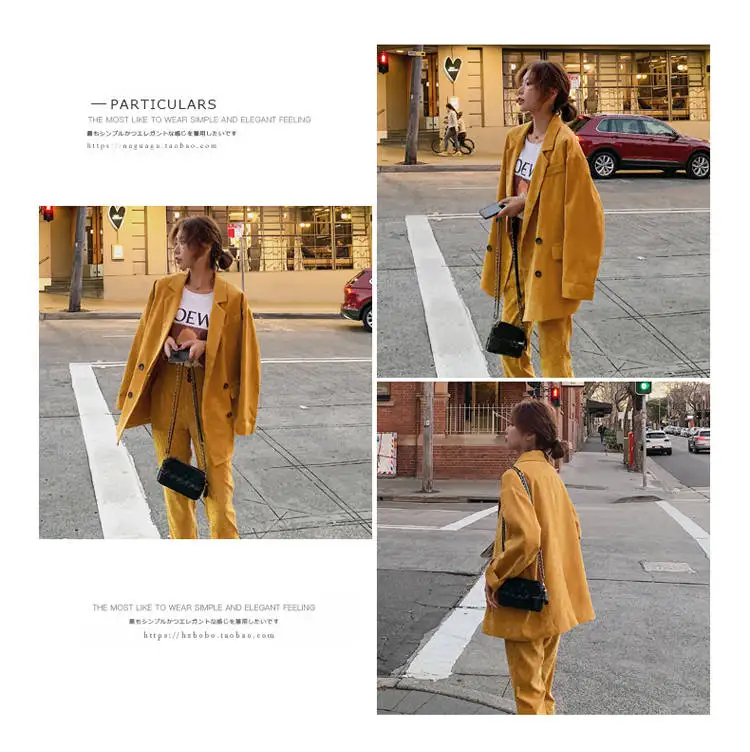 Heydress осенние однотонные женские элегантный Блейзер костюм офисные женские туфли двубортный пиджак женский вельветовый зубчатый комплект с карманами