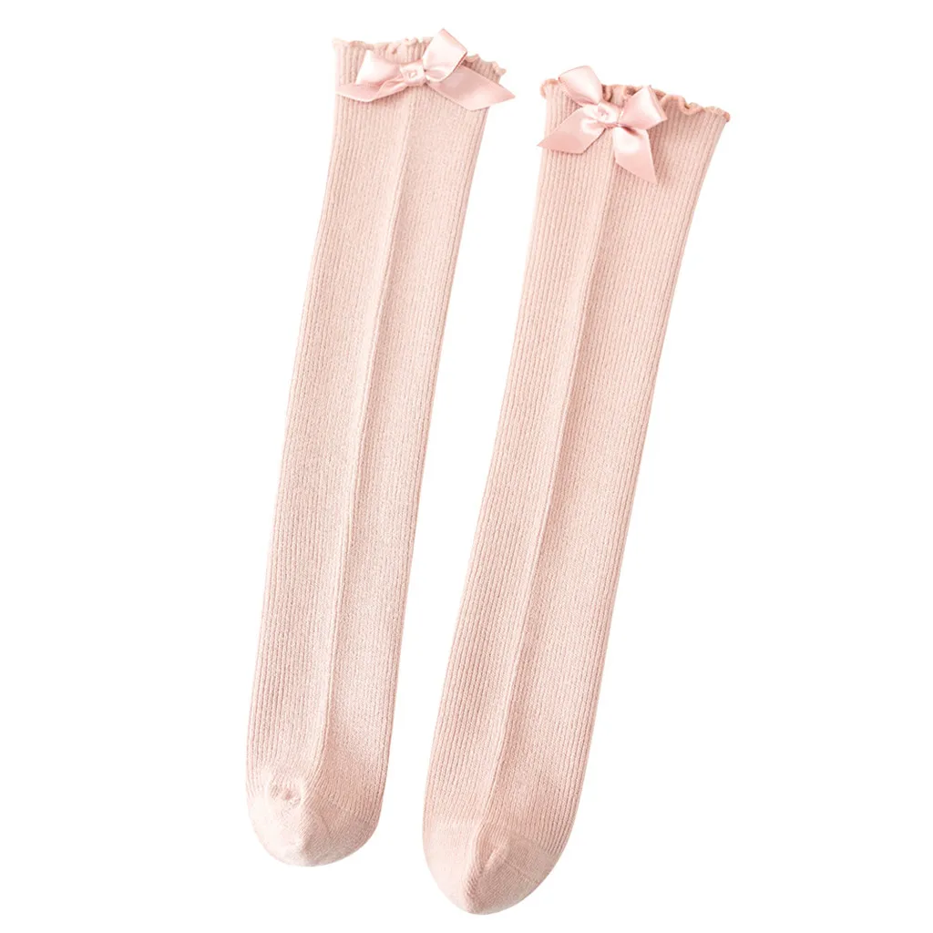 Детские носки однотонные Нескользящие вязаные длинные носки для маленьких девочек и мальчиков Гольфы хлопковые носки принцессы для девочек на осень-зиму M810