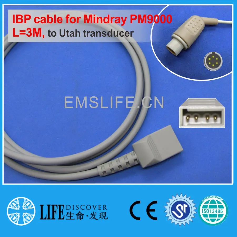

Mindray PM9000 IBP cable for Utah Abbott BD B.brauu Edward disposable pressure transducer