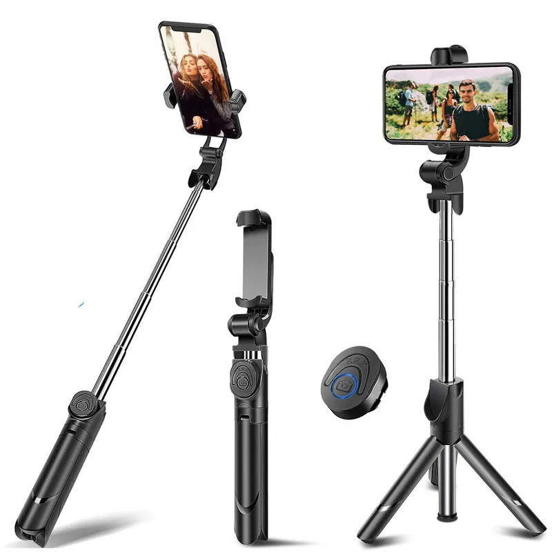 black tripod Bluetooth селфи палка штатив Стенд Съемный беспроводной пульт дистанционного управления для iPhone X 8/8 Plus 7 huawei xiaomi селфи-палка для смартфона - Цвет: black tripod
