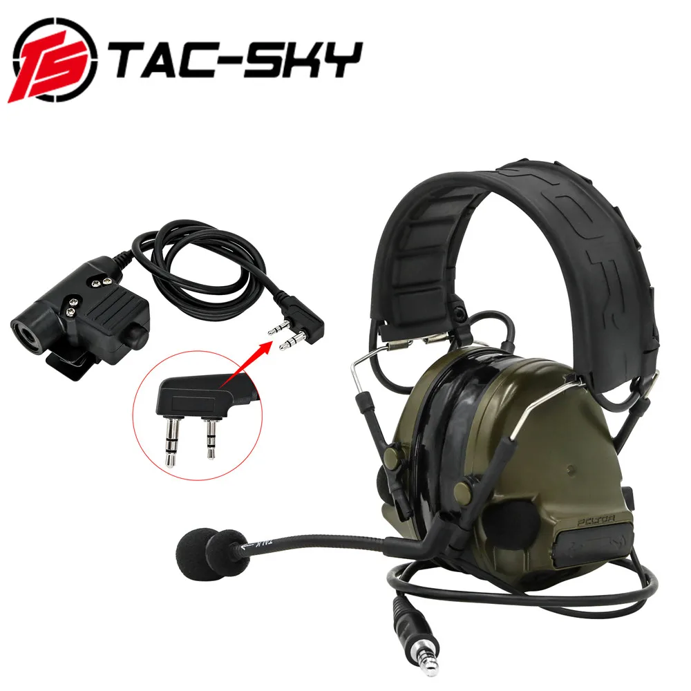 

TAC-SKY COMTAC III Tactical COMTAC Silicone Earmuff Noise Reduction Hunting Military Intercom Tactical Headset+ PTT U94 FG