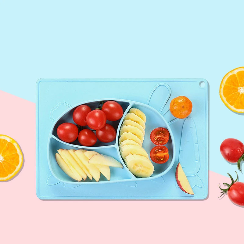 

1set Baby Dishes Service Plate/Tray Suction Cup Baby Dinnerware Set Temperature Sensing Feeding Spoon Child Tableware Food Bowl