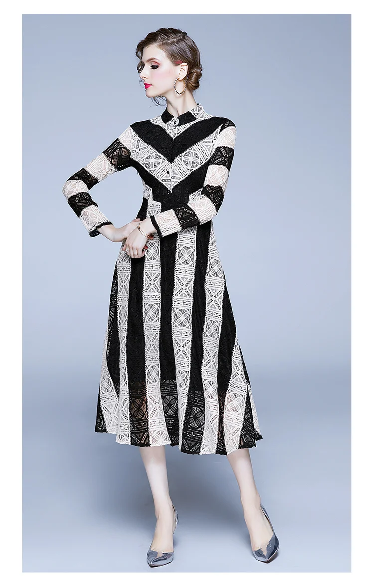 Nuevo primavera moda estilo inglés lujo elegante Delgado sevienoras vestido de fiesta mujeres casual Vestidos de encaje Vestidos