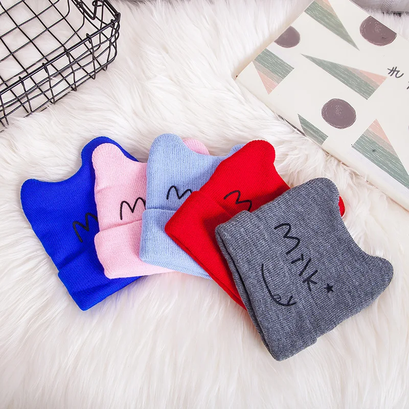 

2019 Autumn And Winter New Style Primary Babies' Milk Pullover Warm Knitted Hat Korean-style Fashion Cotton Thread CHILDREN'S Ha