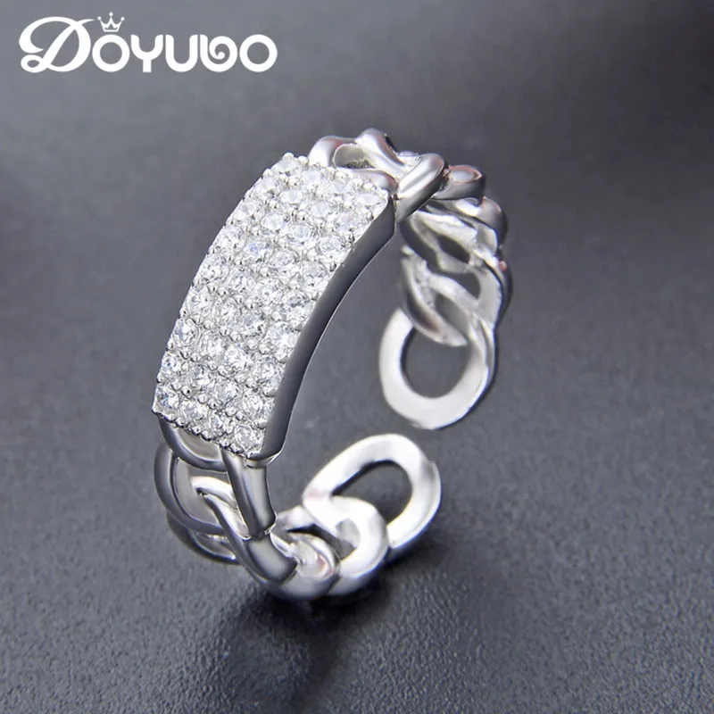DOYUBO открытие Размеры женские реальные 925 пробы серебряные кольца с полной
