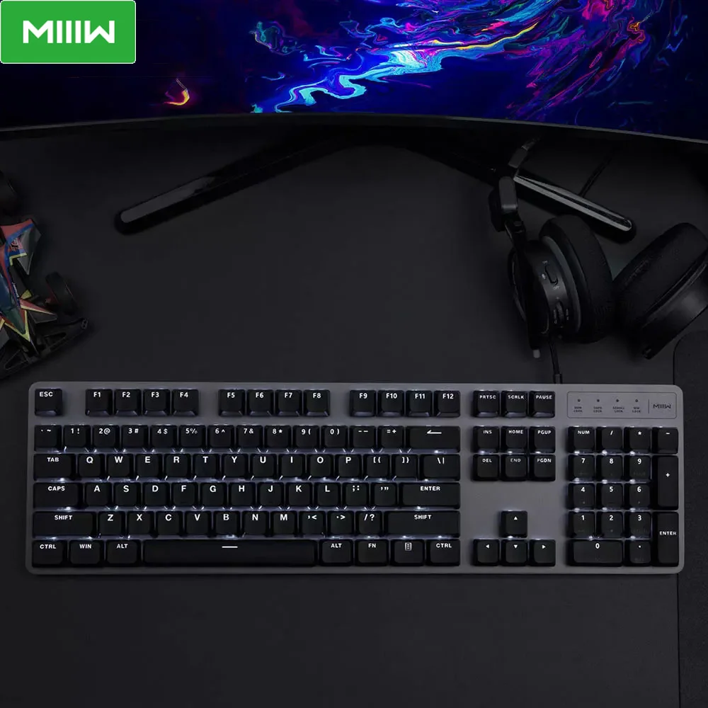 MIIIW 600K механическая клавиатура игровая с подсветкой 104Key Kailh красный