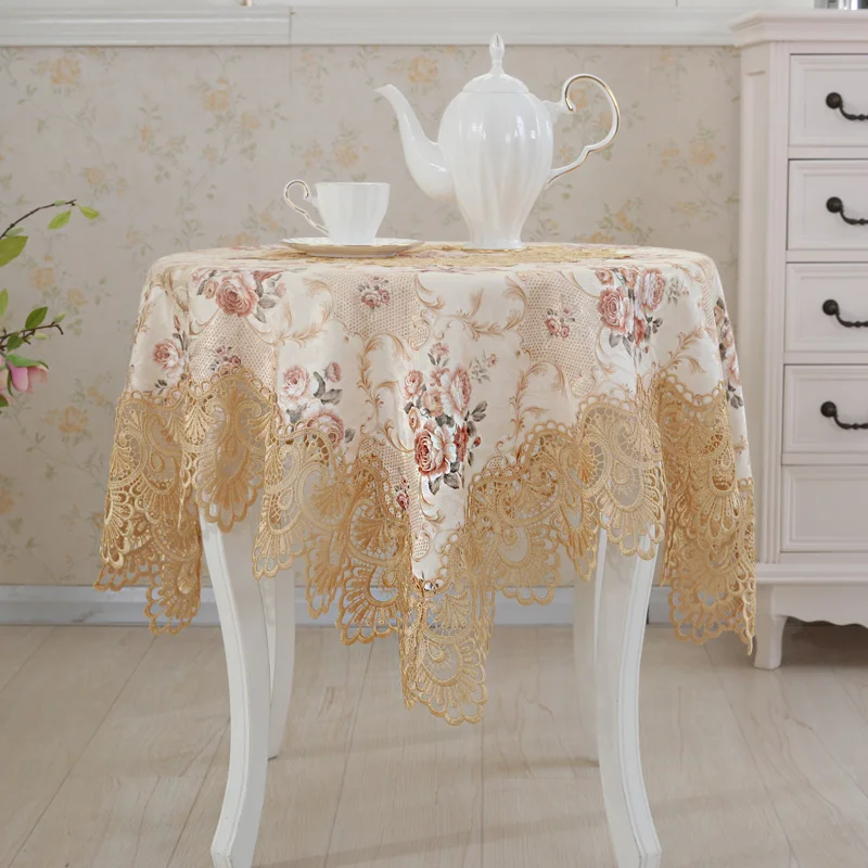 

High-end Lace Table Cloth European Round Table Covers Chair Cover TV Cabinet Cover Cloth Table Flag Multi-purpose Cover Towel
