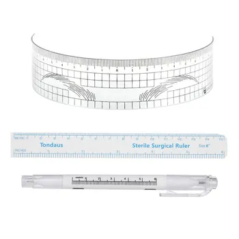 

3Pcs Double-headed Tattoo Skin Marker Pen + Eyebrow Tattoo Measure Paper Ruler for Permanent Tattoo Tool With Eyebrow Ruler