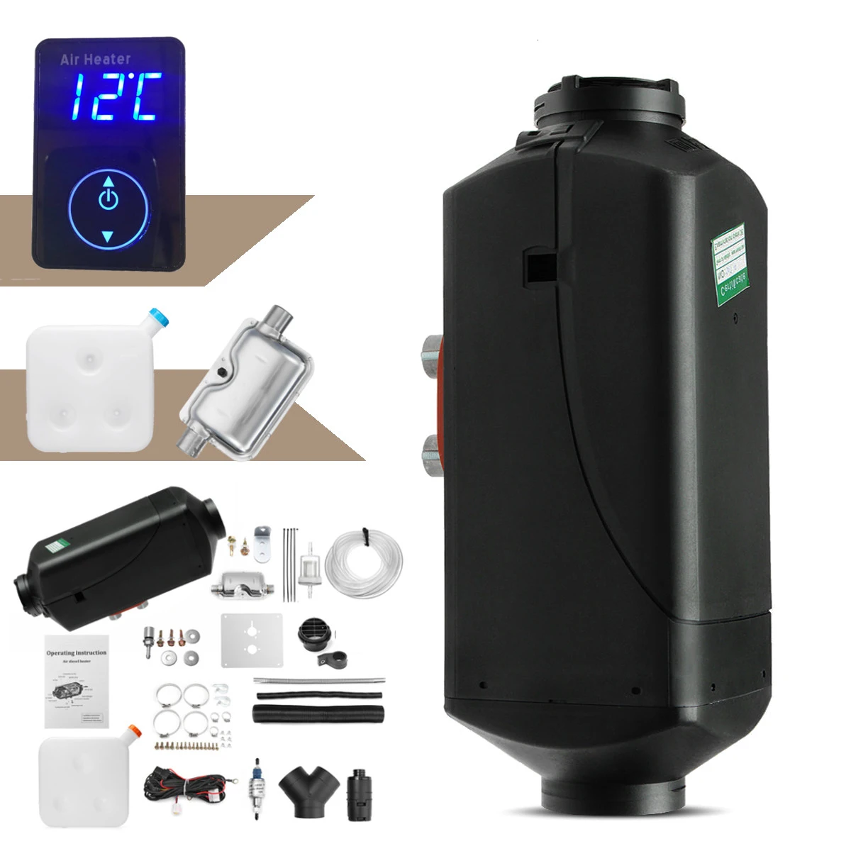12v 2000w Hcalory автомобиля Дизели Воздушный стояночный отопитель обогревателя автомобиля ЖК-монитор Пульт дистанционного управления Управление монитор переключатель глушители для грузовых автомобилей шины нагреватель - Название цвета: Black