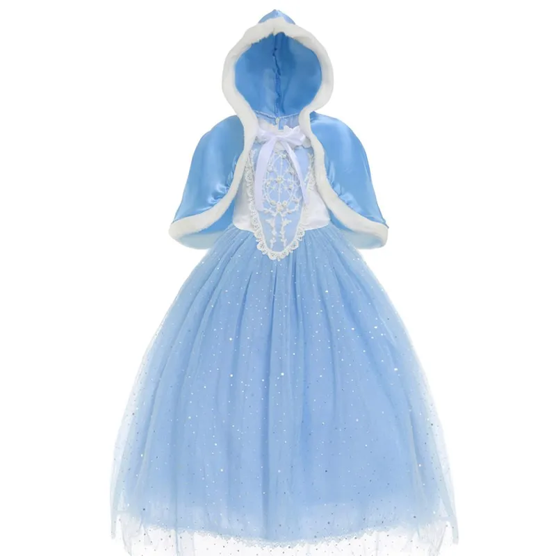 Cinderella Dress C Пышное Бальное платье принцессы для девочек; детское фатиновое кружевное платье без рукавов; платье для выступлений; великолепные синие костюмы Золушки; вечерние костюмы на Хэллоуин - Цвет: Cinderella Dress C