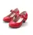2020 New hot sale princess leather dance shoes girls party bow shoes shiny Solid Red color high-heeled fashion shoes for kids