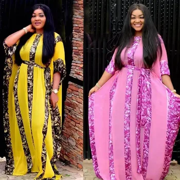 

African Dresses for Women Chiffon Maxi Dress Dashiki Women African Clothing Bazin Riche Ankara Dresses Loose Robe Long Dresses