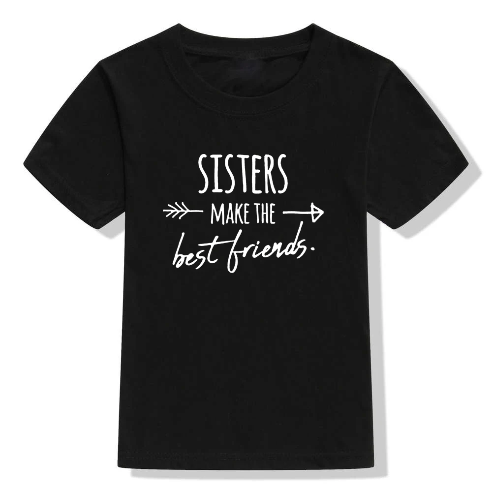Детская футболка с надписью «Sister Make The Best Friends» футболка для девочек повседневная детская футболка с надписью «Best Friends» Для малышей Прямая поставка