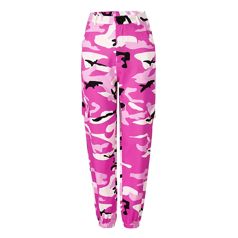 Женские модные камуфляжные брюки с высокой талией, Pantalon, женский брючный костюм, до щиколотки, спортивные штаны, хлопковые уличные камуфляжные штаны
