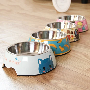 

Stainless steel dog bowl food bowl double melamine cat bowl non-slip pet bowl feeding and drinking cat supplies dog bowl