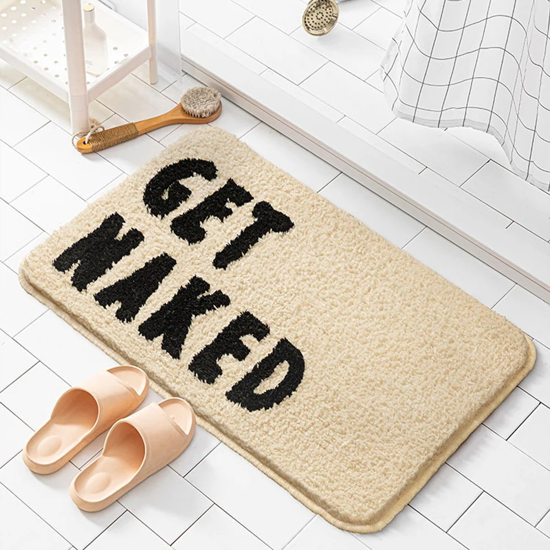 Fluffy Bathroom Mat Funny Letters Bathmat Bath Rug Entrance Floor Door Carpet Anti Slip Pad Aesthetic Kawaii Home Room Decor - Image 3
