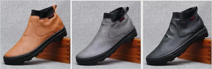 Г., новые зимние мужские модные простые кожаные ботинки с высоким берцем повседневная обувь полуботинки Ботинки martin