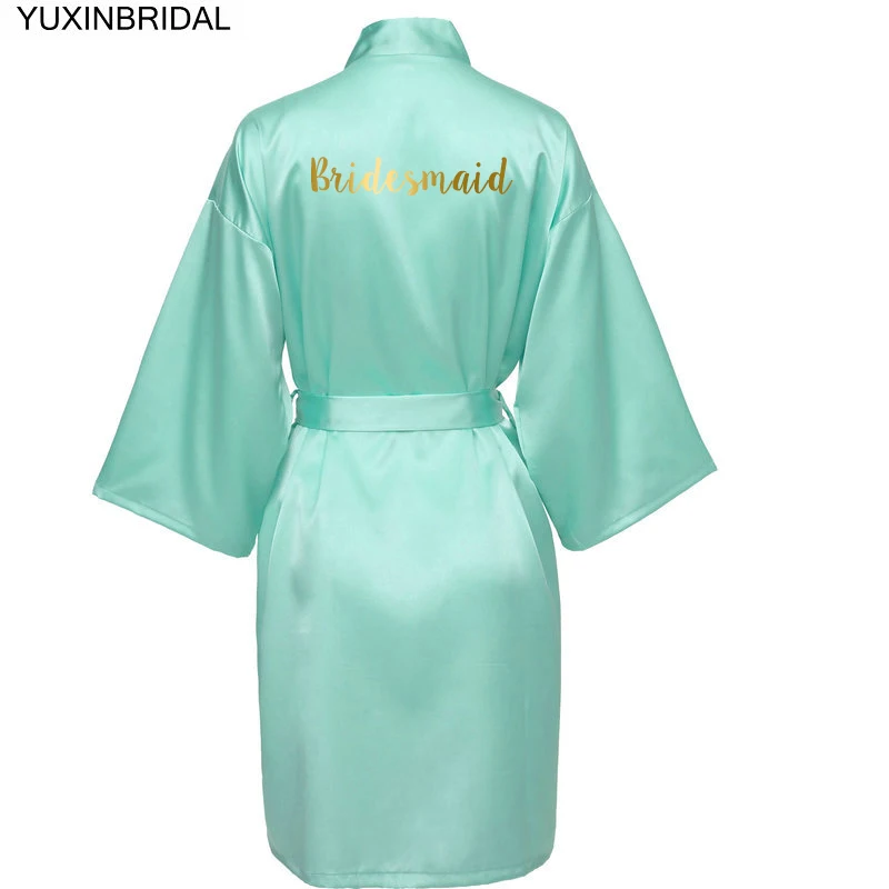 YUXINBRIDAL новая одежда для невесты Халаты свадебный наряд мятный Атласный халат одежда для невесты Свадебный Золотой принт белый