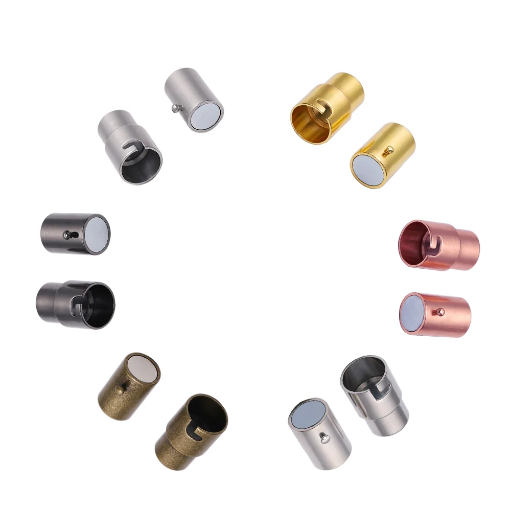 

10Pcs/lot 3-10mm Strong Magnetic Clasps With Locking Mechanism Leather Cord End Caps Connectors For DIY Bracelets Jewelry Making