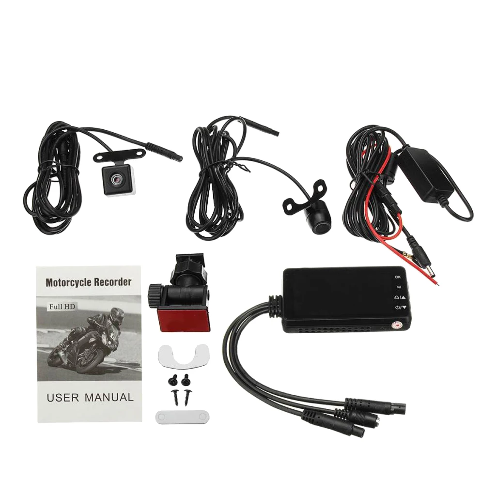 1 Set Motorcycle Camera 3 Inch LCD Hidden DVR Driving Recorder Dash Cam Waterproof Auto Recording 3.3 x 1.9 x 0.7 Inch
