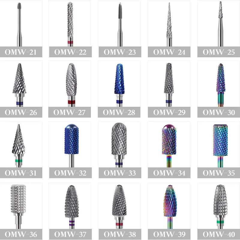 

20Types Tungsten Nail Drill Bits Pedicure Milling Cutter Grinding Head Sander Accessories Tool for Electric Cuticle Clean Rotary