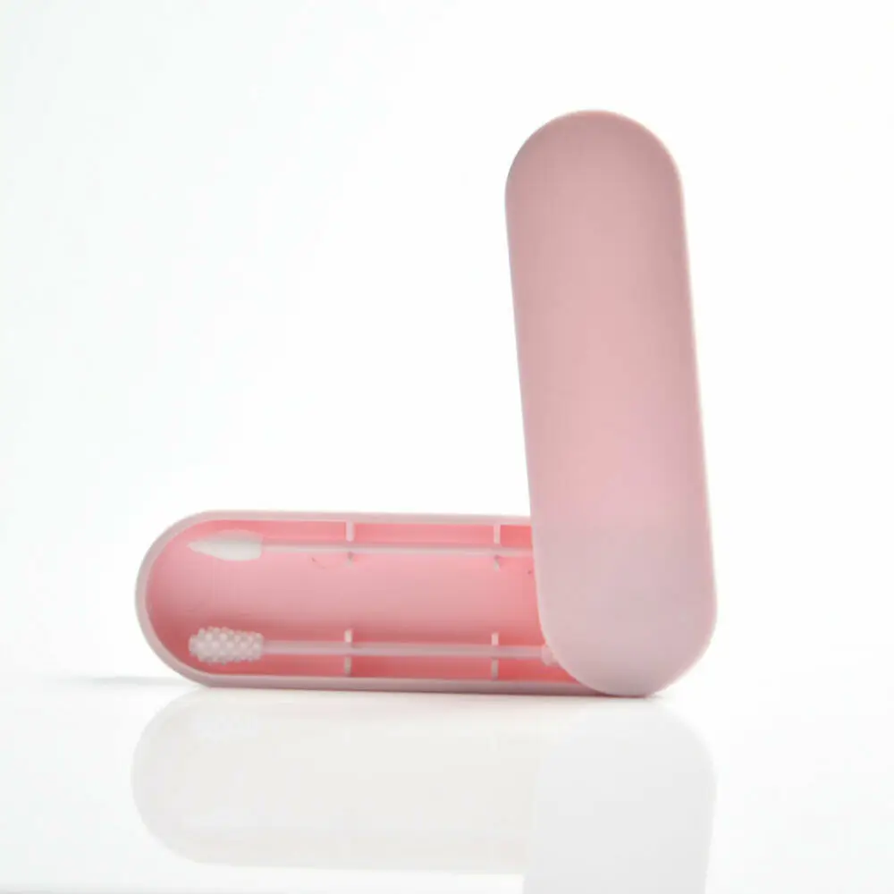 2 шт Горячие стандартные многоразовые ватные тампоны для чистки ушей косметические хлопковые бутон силиконовые палочки - Цвет: Light Pink