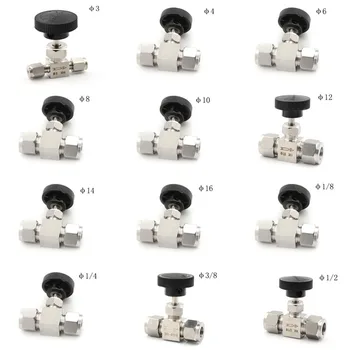 

3 4 6 8 10 12 Mm Adjustable Needle Valve Tube Stainless Steel 304 High Pressure Acid Proof Straight Card Set Crane