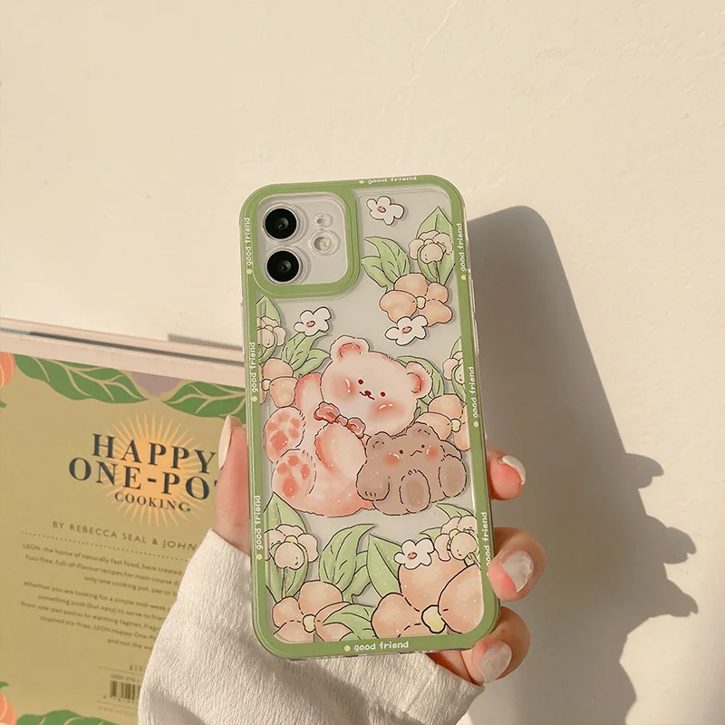 Retro Garden bear friends Shockproof Phone Case For iPhone 13 12 11 Pro Xs Max Xr 7 8 Plus Lens Protection Case Cute Back Cover Retro Garden bear friends Shockproof Phone Case For iPhone 13 12 11 Pro Xs Max Xr 7 8 Plus Lens Protection Case Cute Back Cover