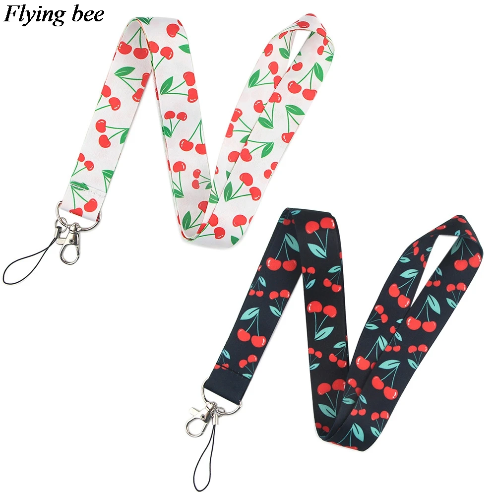 

Flyingbee Fruit Cherry Keychain Cartoon Phone Lanyard Women Fashion Strap Neck Lanyards For ID Card Phone Keys X0975