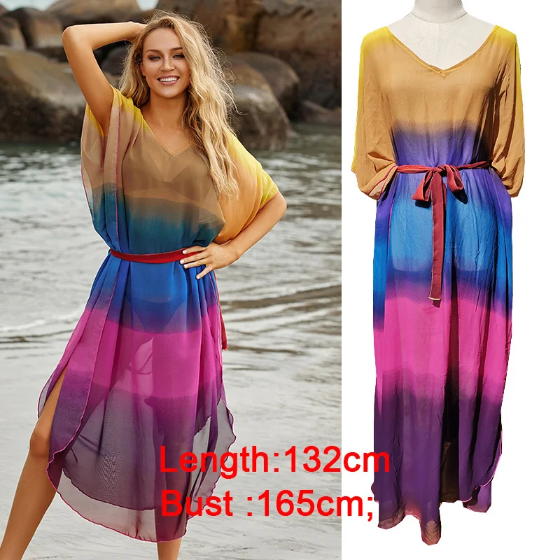 2021 Chiffon Beach Cover up Dress Robe de Plage Bathing suit cover ups Pareos de Playa Mujer Bikini Cover up Beachwear Tunic bikini cover up set Cover-Ups