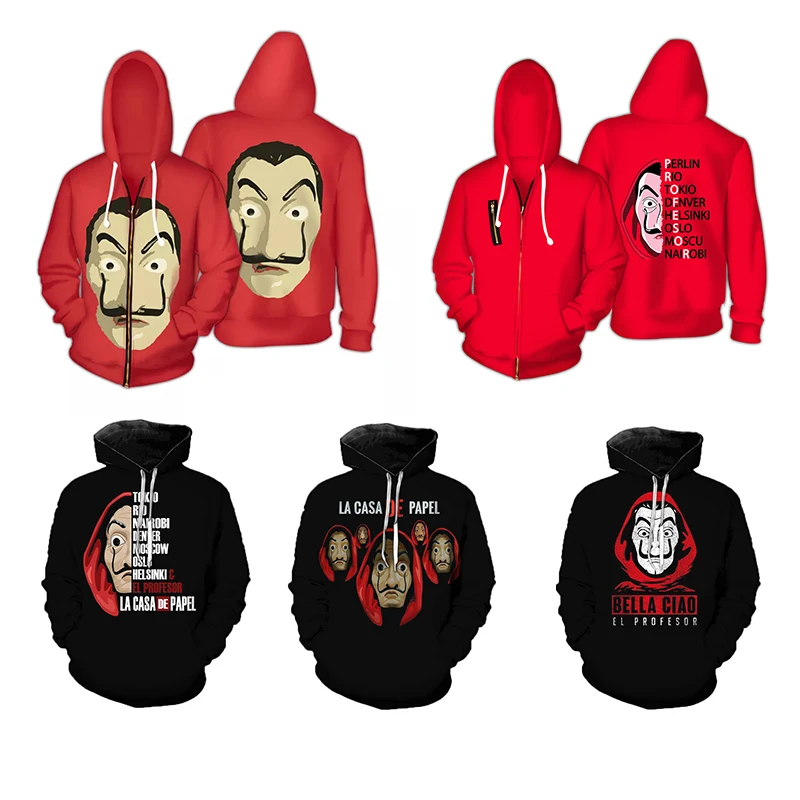 

La Casa De Papel 3D Printed hoodies Sweatshirt Money Heist TV Series Pullovers hoody Fashion Casual House of Paper mens hoodies