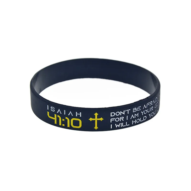 OBH 2 шт. debossse Isaiah 41 10 не бойтесь Иисуса силиконовый резиновый браслет