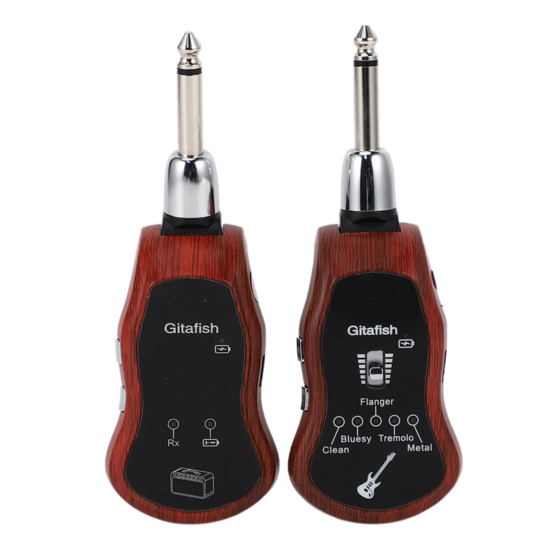 

Gitafish Wireless System Guitar Transmitter Receiver UHF 10 Channels Built-In 5 Effects (Clean/Bluesy/Flanger/Tremolo/Metal)
