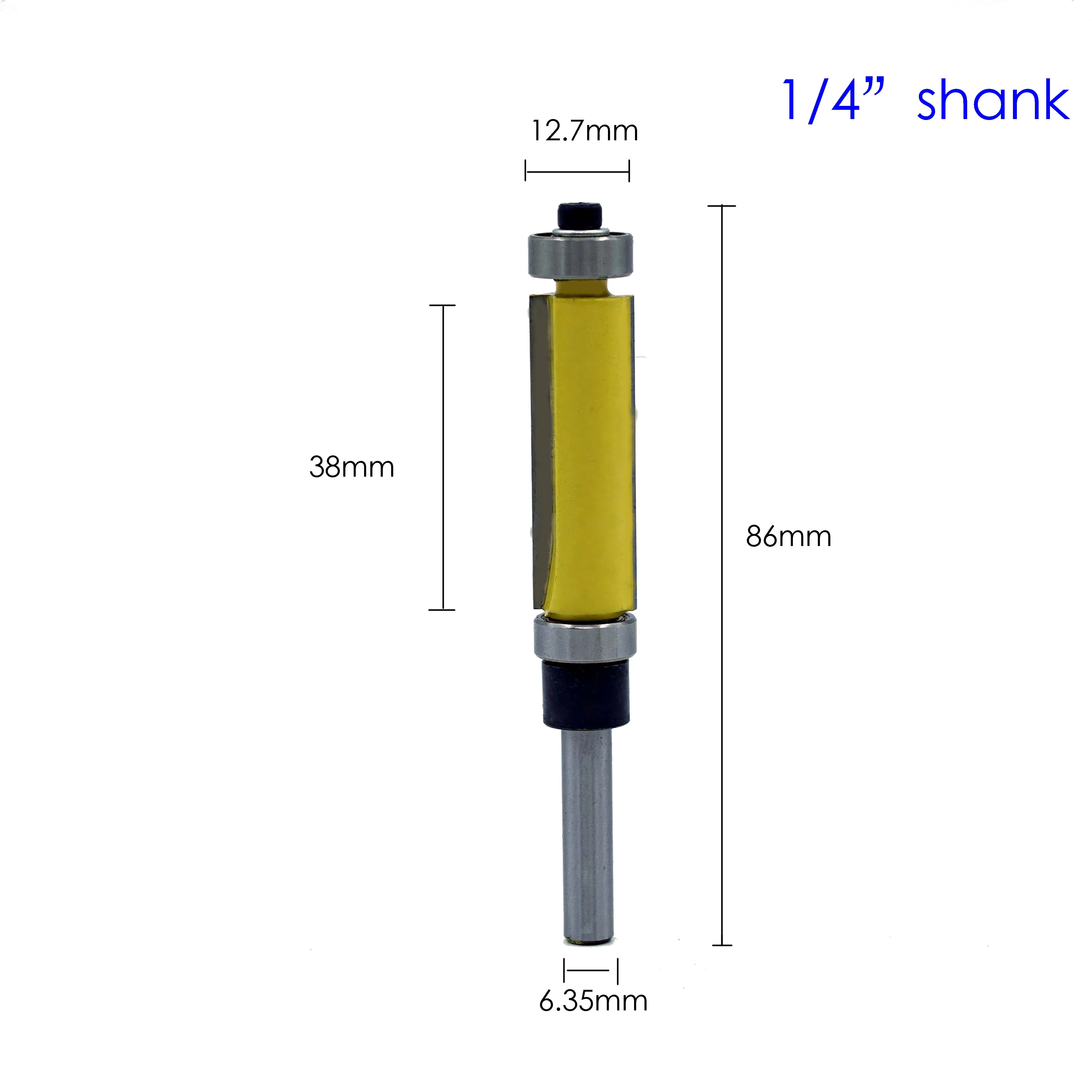 1Pc 1/4" Shank Template/Trim Router Bit, with 2" Long Routing Cutters. Features: top & bottom ball bearings Woodworking Tool