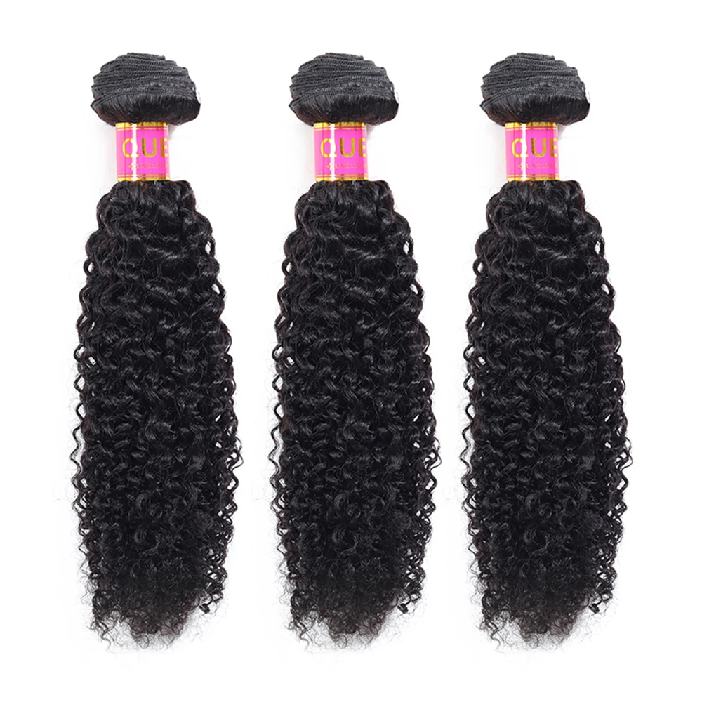 Queen hair Products курчавые пучки человеческих волос плетения с закрытием шнурка Remy перуанские накладные волосы 3/4 пучки с закрытием