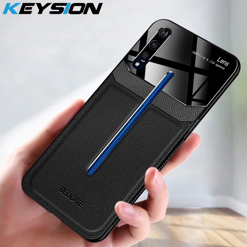 KEYSION Leather Case for VIVO IQOO Pro IQOO Neo Mirror Glass Silicone Shockproof Phone Back Cover 3