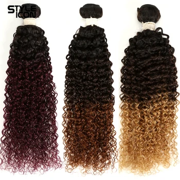 

Styleicon Curly Human Hair Bundles Brazilian Ombre Kinky Curly Hair Weaving T1B/30 T1B/27 T1B/99J Colorful Remy Hair Wave